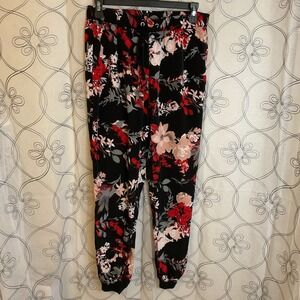 NY & C SOHO STREET Black Floral womens pants jogger loungewear causal Size XS